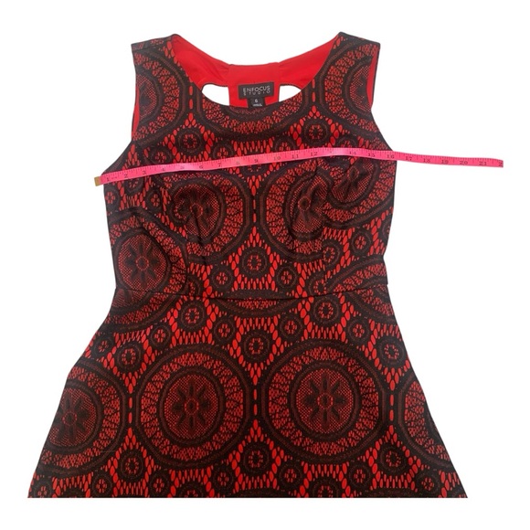 Enfocus Studio Red and Black Lace A-line Dress Sleeveless Mini Size 6 - Picture 6 of 11